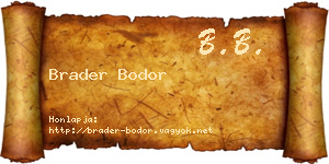 Brader Bodor névjegykártya
